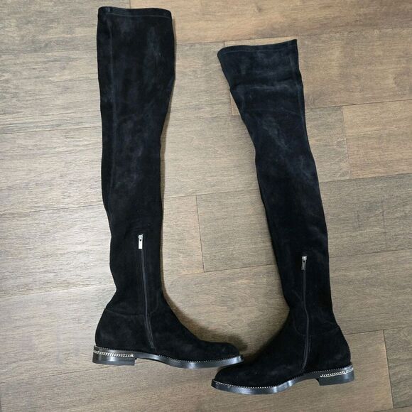 Le Silla Leather Black Over The Knee Suede Boots Size 40